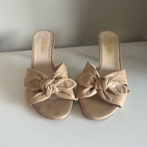 Prada Kitten Heel Mules With Bows - Picture 3 of 10